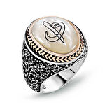 Supertrend Gümüş Sedef Taşlı Eli Vav Erkek Yüzük