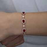 Supertrend Gümüş Rose Baget Kırmızı Taşlı Kadın Bileklik