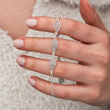 Supertrend Gümüş Telkari Yaprak Desenli Kadın Bileklik