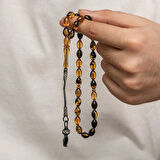 Supertrend Gümüş 1000 Ayar Kazaz Püsküllü Sıkma Kehribar Tesbih