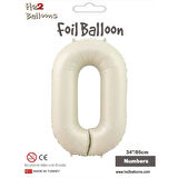 0 Rakam Krem Folyo Balon 34"