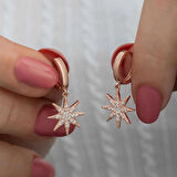 Supertrend Gümüş Rose Sallantılı Kutup Yıldızı Kadın Küpe