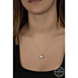 Supertrend ' Crystal Taşlı Kare Gümüş Kadın Kolye