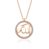 Supertrend Gümüş Rose Arapça Allah Yazılı Kadın Kolye