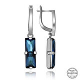 Supertrend Swa Crystal Taşlı Gümüş Mavi Baget Sallantılı Kadın Küpe