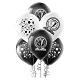 Champion Baskılı Siyah Beyaz Pastel Balon 12"