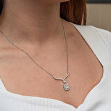 Supertrend Gümüş Baget Taşlı Gerdanlık Model Kadın Kolye