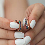 Supertrend Gümüş Çift Taraflı Mix Taşlı J Kadın Küpe