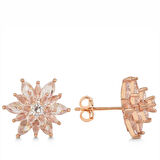 Supertrend Gümüş Rose 4 Katman Lotus Çiçeği Kadın Çivili Küpe