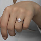 Supertrend Gümüş Pembe Damla Taşlı Kadın Yüzük