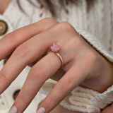 Supertrend Gümüş Rose Pembe Lotus Çiçeği Yüzük