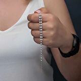 Supertrend Gümüş Zirkon Taşlı Çift Sıra Kadın Bileklik