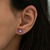 Supertrend Gümüş Mor Yonca Küpe