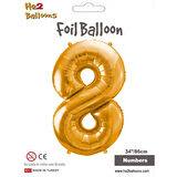 8 Rakam Altın Folyo Balon 34"
