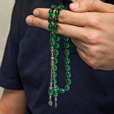 Supertrend Gümüş Püsküllü Yeşil Ateş Kehribar Tesbih