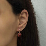 Supertrend Gümüş Kırmızı Çiçek Kadın Küpe