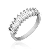 Supertrend Gümüş Sıralı Baget Taşlı Kadın Yüzük