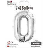0 Rakam Gümüş Folyo Balon 34"