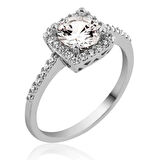 Supertrend Gümüş Kare Tek Taş Kadın Yüzük