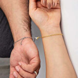 Supertrend Gümüş Rodyum Gold Çift Kalpli Aşk Bileklik