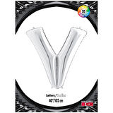 V Harf Gümüş Folyo Balon 40"
