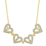 Supertrend Gümüş Gold Kalpli Açılabilen Yonca Kadın Kolye