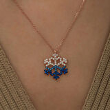 Supertrend Gümüş Rose Mavi Taşlı Kar Tanesi Kolye