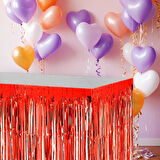 Metalize Kırmızı Masa Eteği 75x270cm