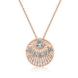 Supertrend Gümüş Rose Etnik Desenli Rose Kadın Kolye