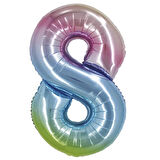 8 Rakam Rainbow Folyo Balon 40"