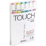 Touch Twin Brush Marker Fırça Uçlu Marker Seti 6 Renk PASTEL RENKLER