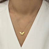 Supertrend Gümüş Rose Sarı Kaplangözü Taşlı Kelebek Kolye