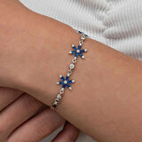 Supertrend Gümüş Lacivert Lotus Çiçeği Kadın Bileklik