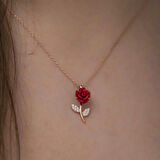 Supertrend ​gümüş Rose Kırmızı Gül Kolye