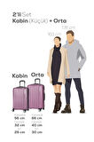 Spring Model Gül Kurusu Renk 2'li Valiz Seti Kabin + Orta