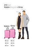Spring Model Pembe Renk 2'li Valiz Seti Kabin + Orta