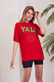 Yale Baskılı T-shirt-Kırmızı
