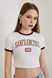 Baskılı T-shirt-Beyaz