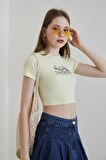 Baskılı T-shirt-Sarı