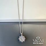 Rodyum Zirkon Taşlı Zincir Çelik Uç Kısmı Pirinç Kolyeler 40 + 5 Cm Uzatma Payı - Kl0123
