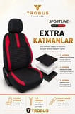 Hyundai Kona 2017 Sonrası Uyumlu Sportline Serisi Siyah Kırmızı Ortopedik Tay Tüyü Koltuk Kılıfı