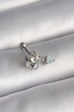 316L Çelik Gümüş Renk Zirkon Taşlı Sallantı Kalp Detay Tragus Piercing 5886