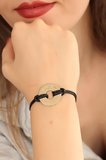 HAPPY (Mutlu) Siyah Deri İpli Unisex Mood Bileklik 5886