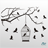 Folyo Sticker Kuş Kafesi