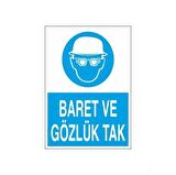 Baret Ve Gözlük Tak Uyarı Levhası