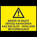 Benzin Ve Mazot Deposu Kaynagında Kaç Kişi Öldü Yaralandı Biliyormusunuz Uyarı Levhası