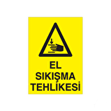 El Sıkışma Tehlikesi Uyarı Levhası