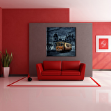 Tramvay İstanbul Gece  Kanvas Tablo