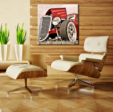 Klasik Kırmızı Eski Araba Kanvas Tablo