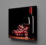 KIRMIZI ŞARAP-KADEH VE ÜZÜM KANVAS TABLO